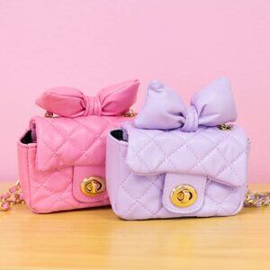 Mini Bow Quilted Crossbody Duo- Purple/Pink